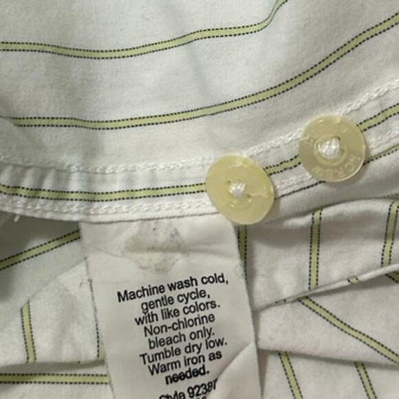 Sibling Men's Green White Pinstripe Colorblock Long Sleeve Button Up Shirt Top S - Picture 5 of 5